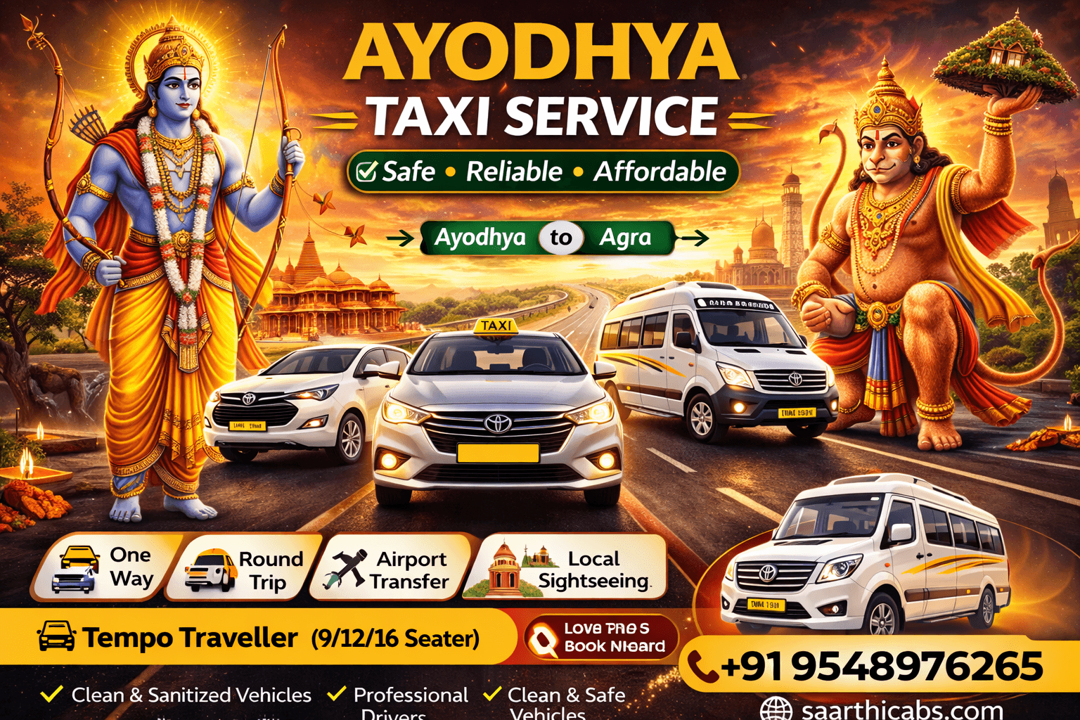 Ayodhya Taxi Service in Ayodhya One Way Cab Booking Contact Number