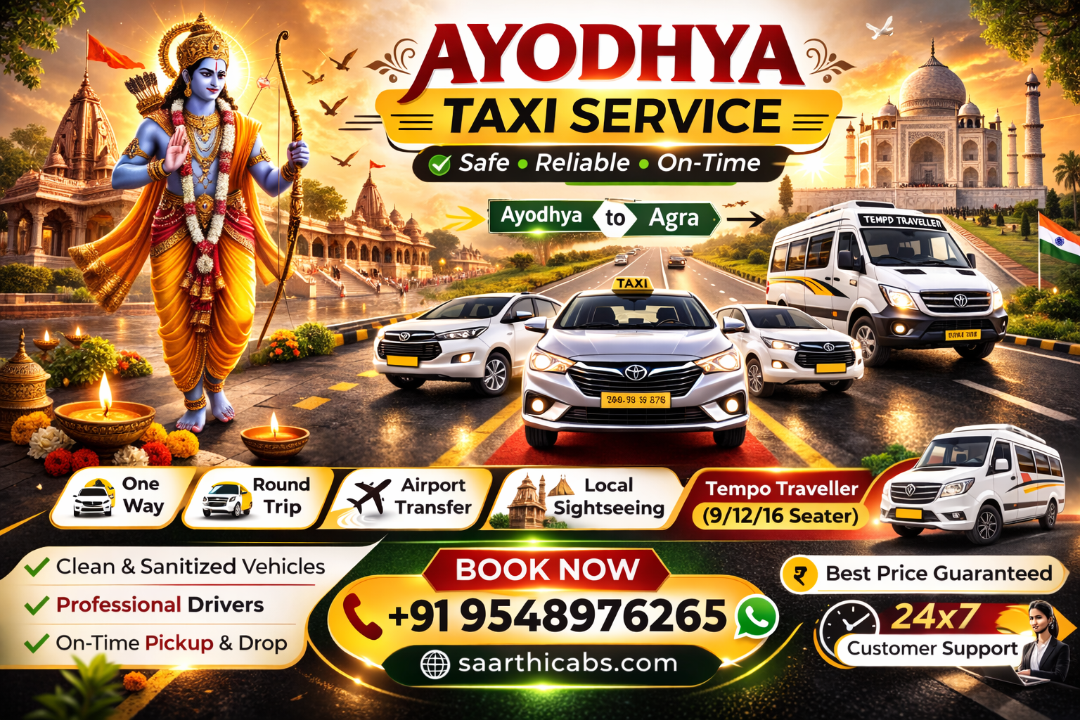 Book One Way Cabs From Ayodhya