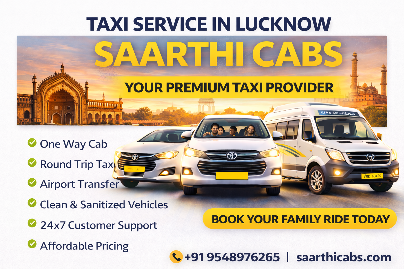 Lucknow Taxi Service in Lucknow One Way Cab Booking Contact Number